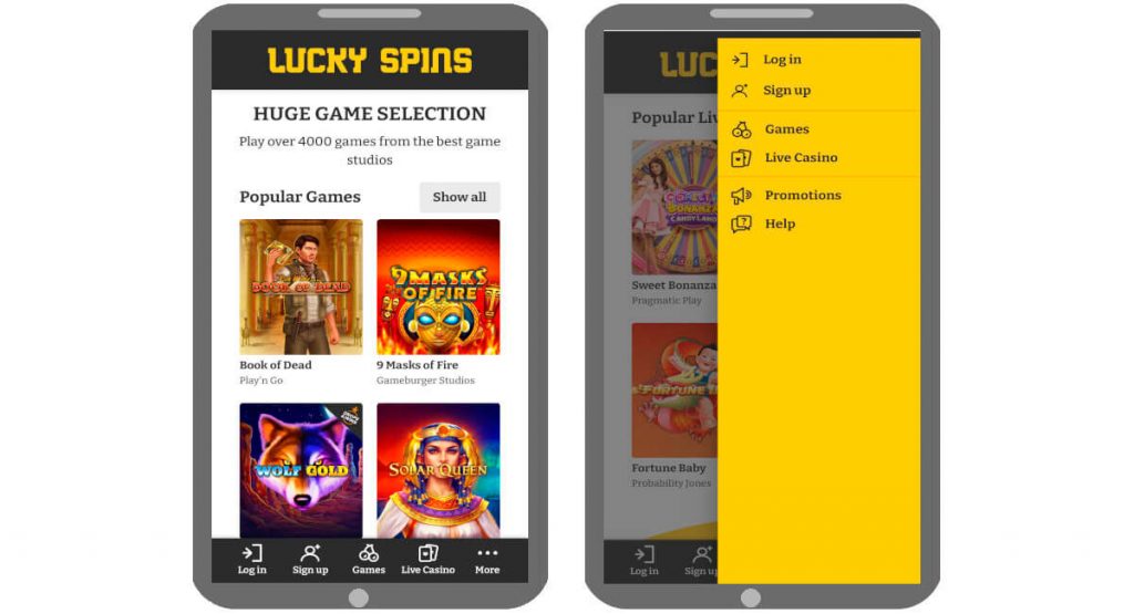 Mobile Baccarat au casino Lucky Spins