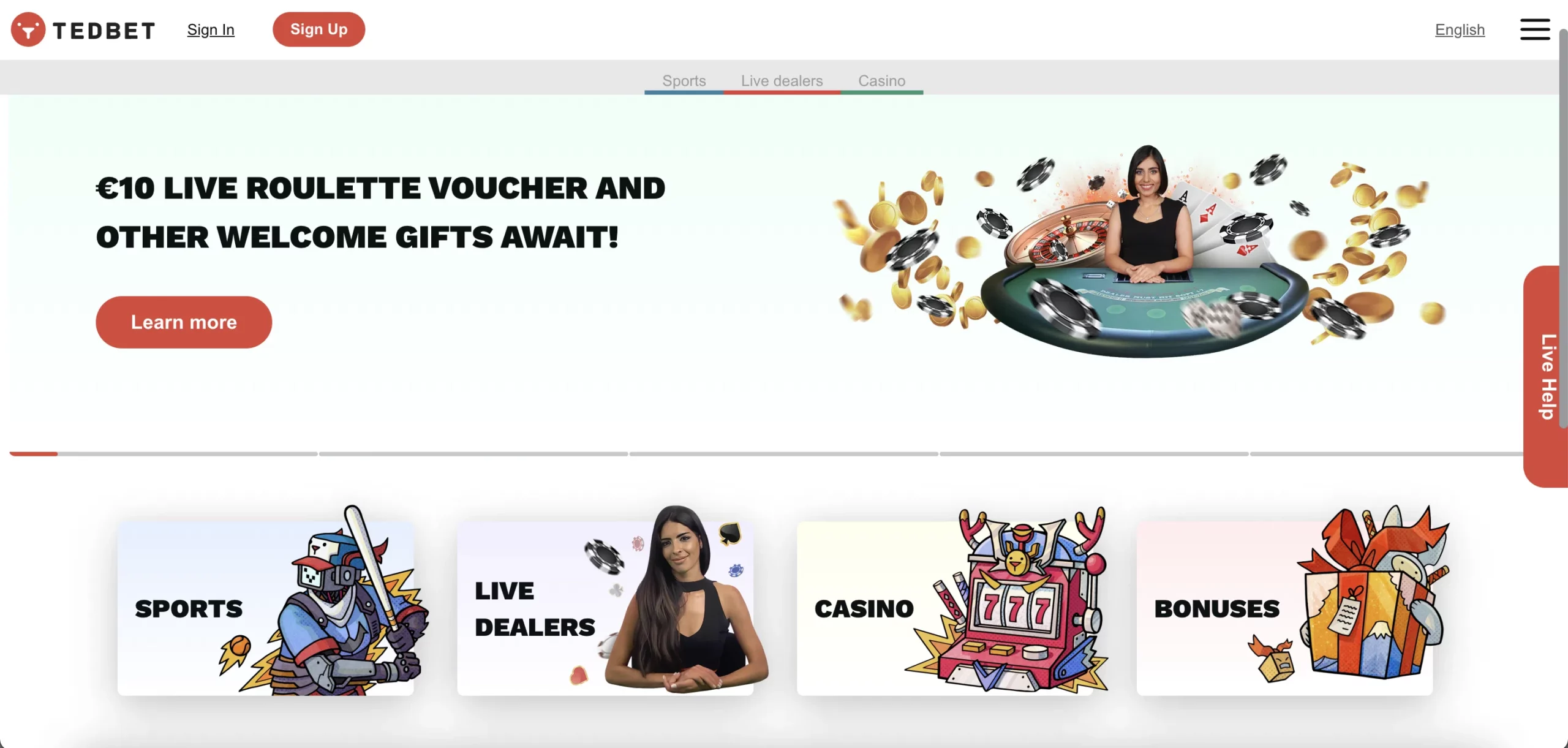 Tedbet Casino-interface